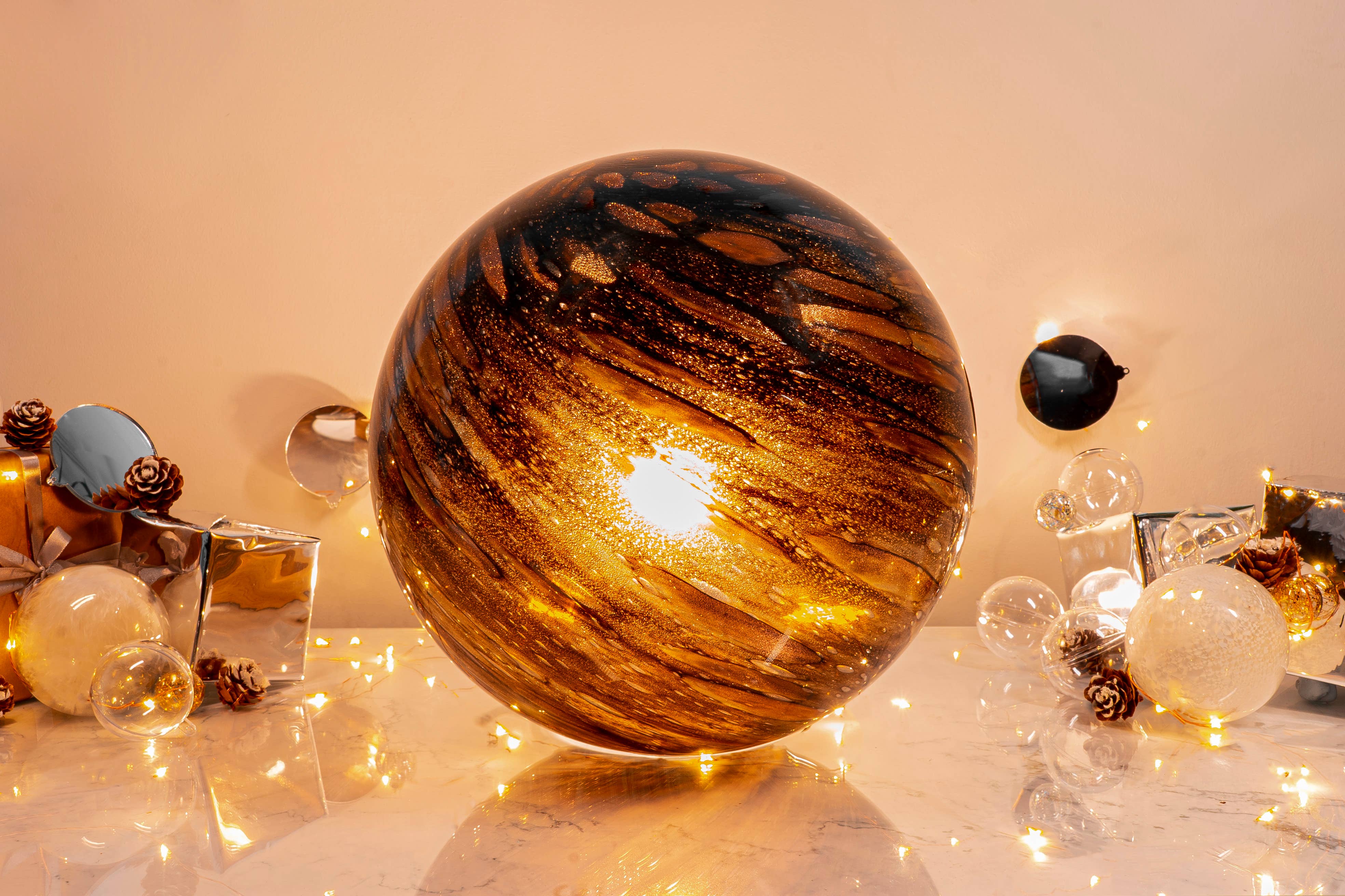 L. GLOW Home - Wholesale Accent/Desk Lamp - Meteorite Dust | Glass Table Lamp| 28cm Round1