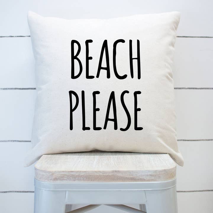 Beach Please Pillow Cover Beach House Summer Home Decor for wholesale by Rising Tide Vintage