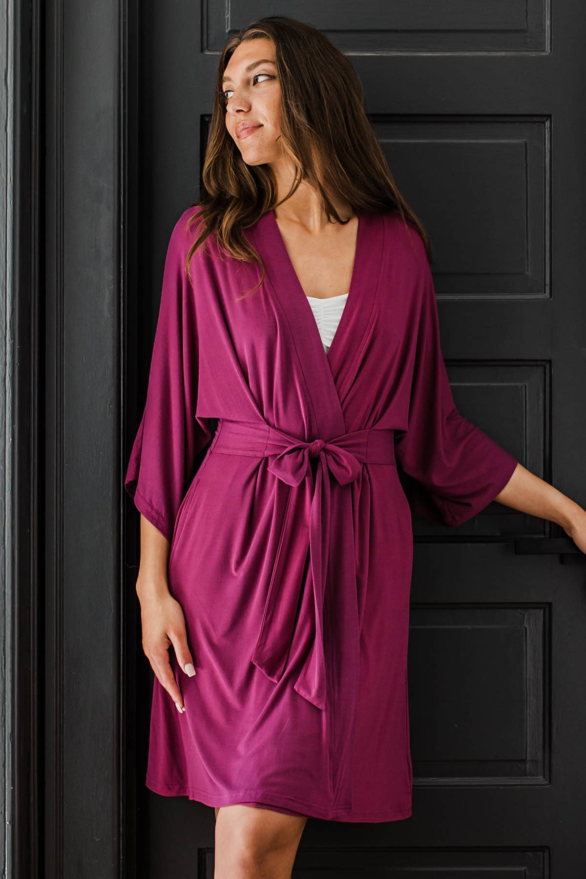 YALA - Wholesale Robe - Women's - NINA ELBOW SLEEVE BELTED BAMBOO ROBE8