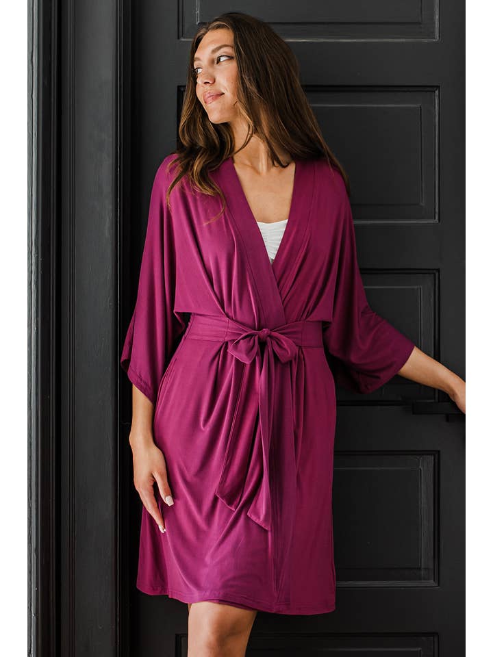 YALA - Wholesale Robe - Women's - NINA ELBOW SLEEVE BELTED BAMBOO ROBE8