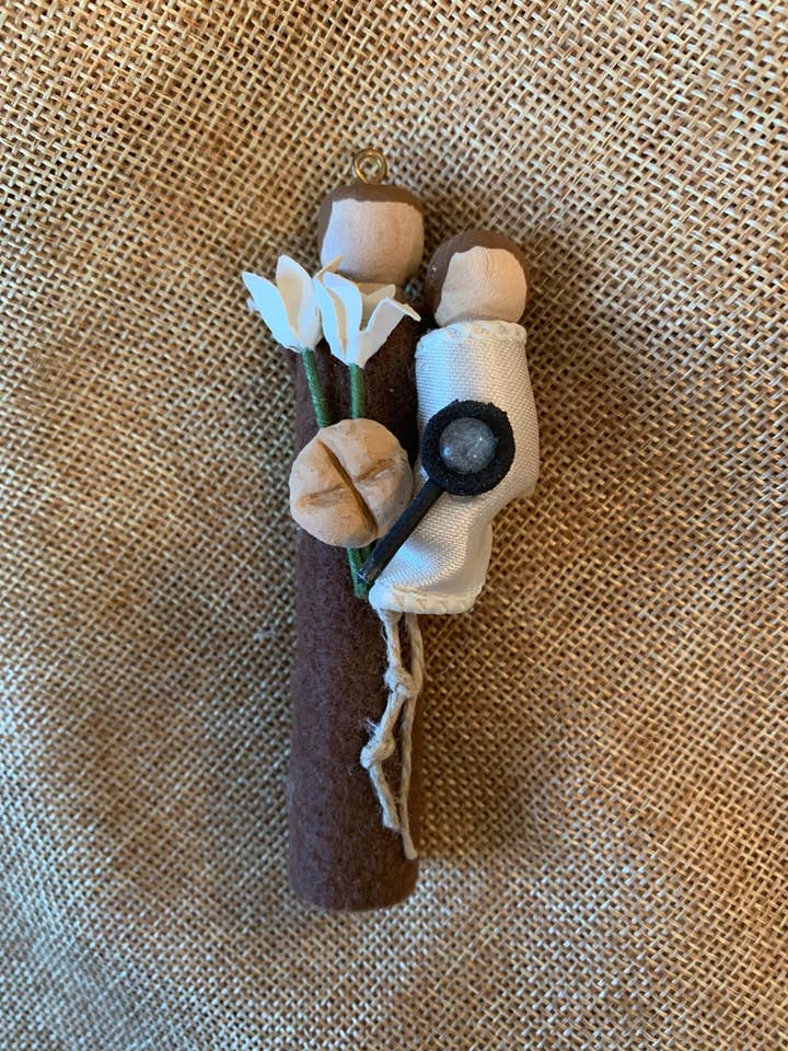 St. Anthony of Padua Wooden Doll Ornament for wholesale by Our Saint Family