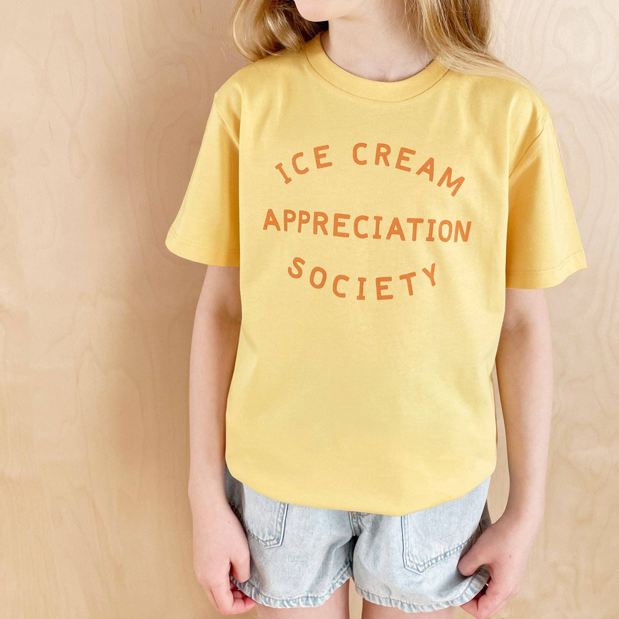 Alphabet Bags - Wholesale Screen-printed t-shirt – Kids - Ice Cream Appreciation Society - Kid's T-shirt - Sunshine Yellow1