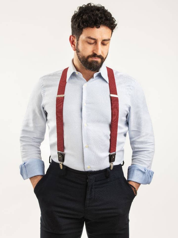 Ciccone Laboratorio Italiano - Wholesale Suit Vest - Men's - Polka dot suspenders