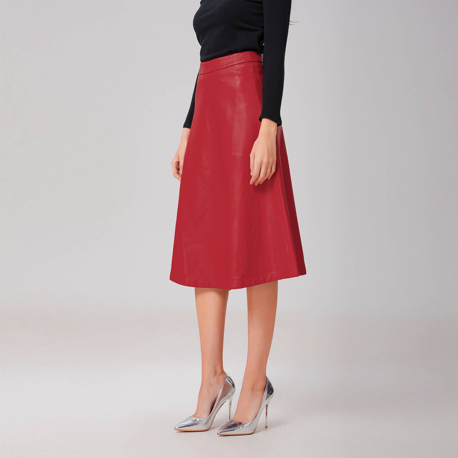 Smart and Joy – wholesale Skirt – Women’s – Faux leather A-line skirt1