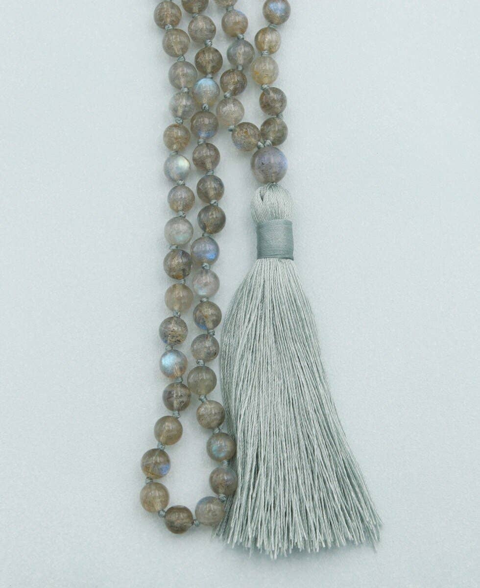 Culture Spot – wholesale Prayer beads necklace – Knotted Premium Labradorite Mala, 108 Beads (8 mm)