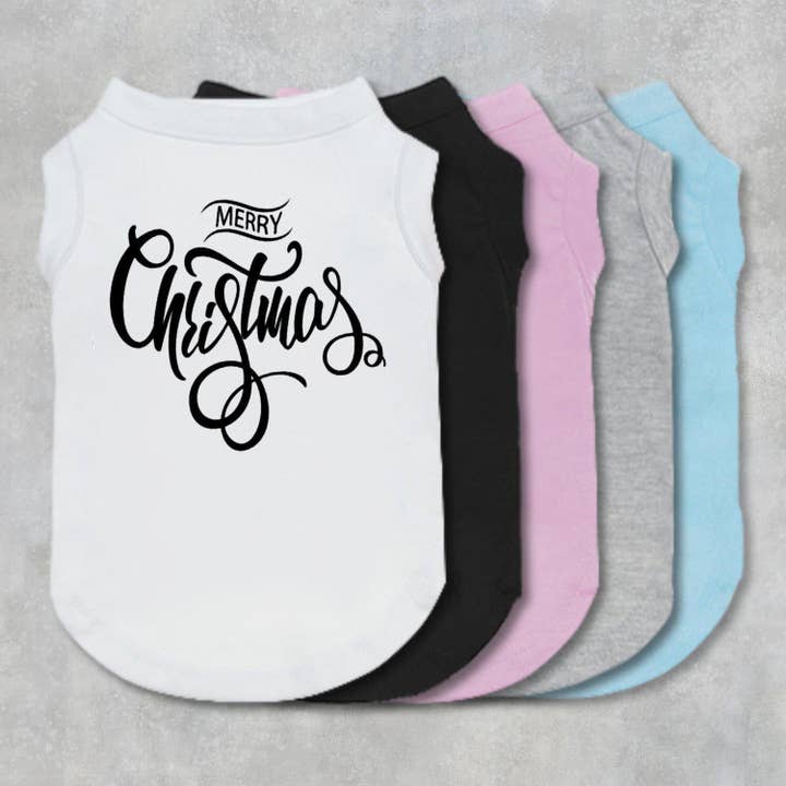 Merry Christmas Designer Dog Shirt, Custom Dog Clothes for wholesale by The Honest Dog Company