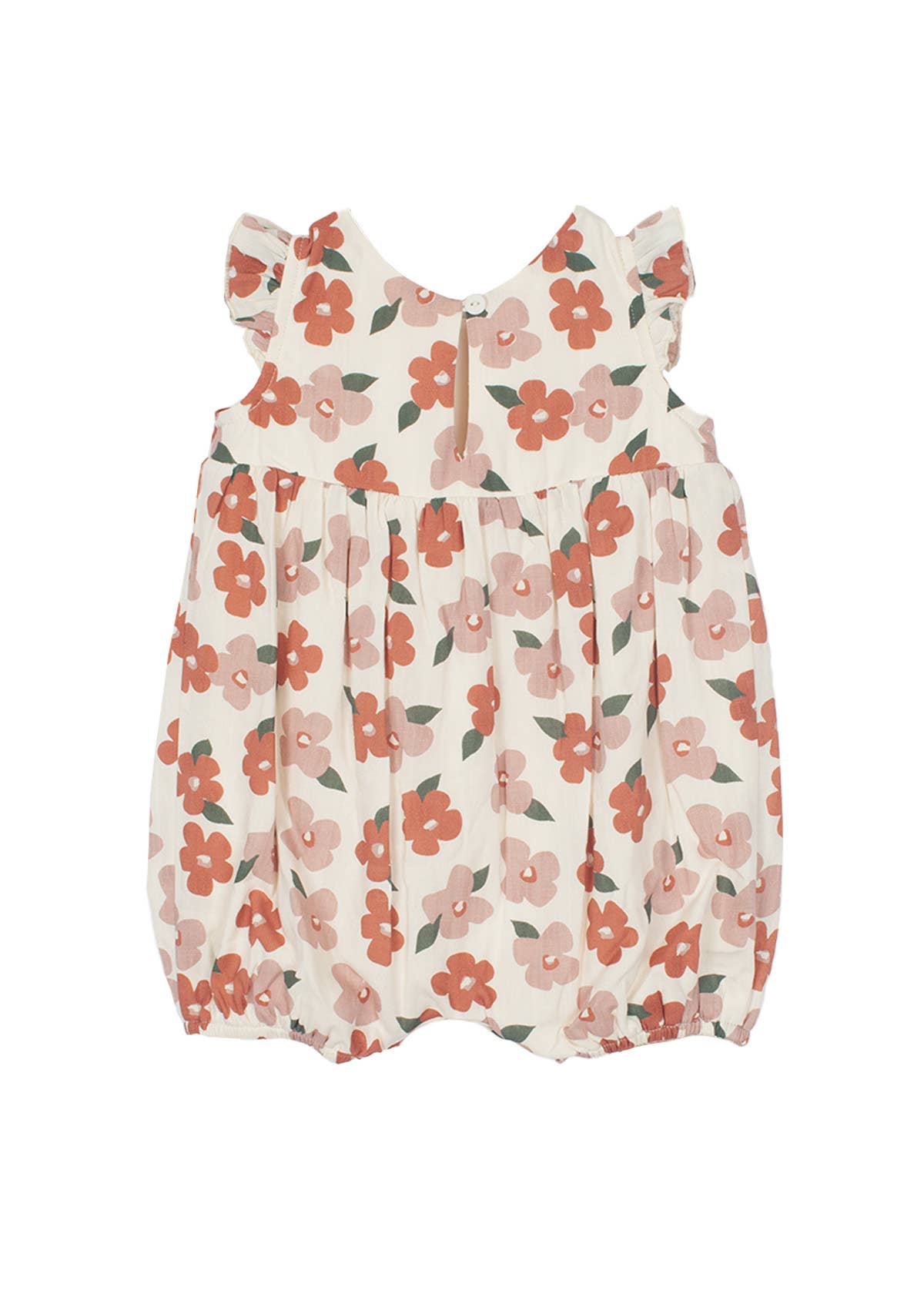 Rosa Mavery babyromper för flickor med mjuka blommönster i jordnära toner för wholesale på Faire2