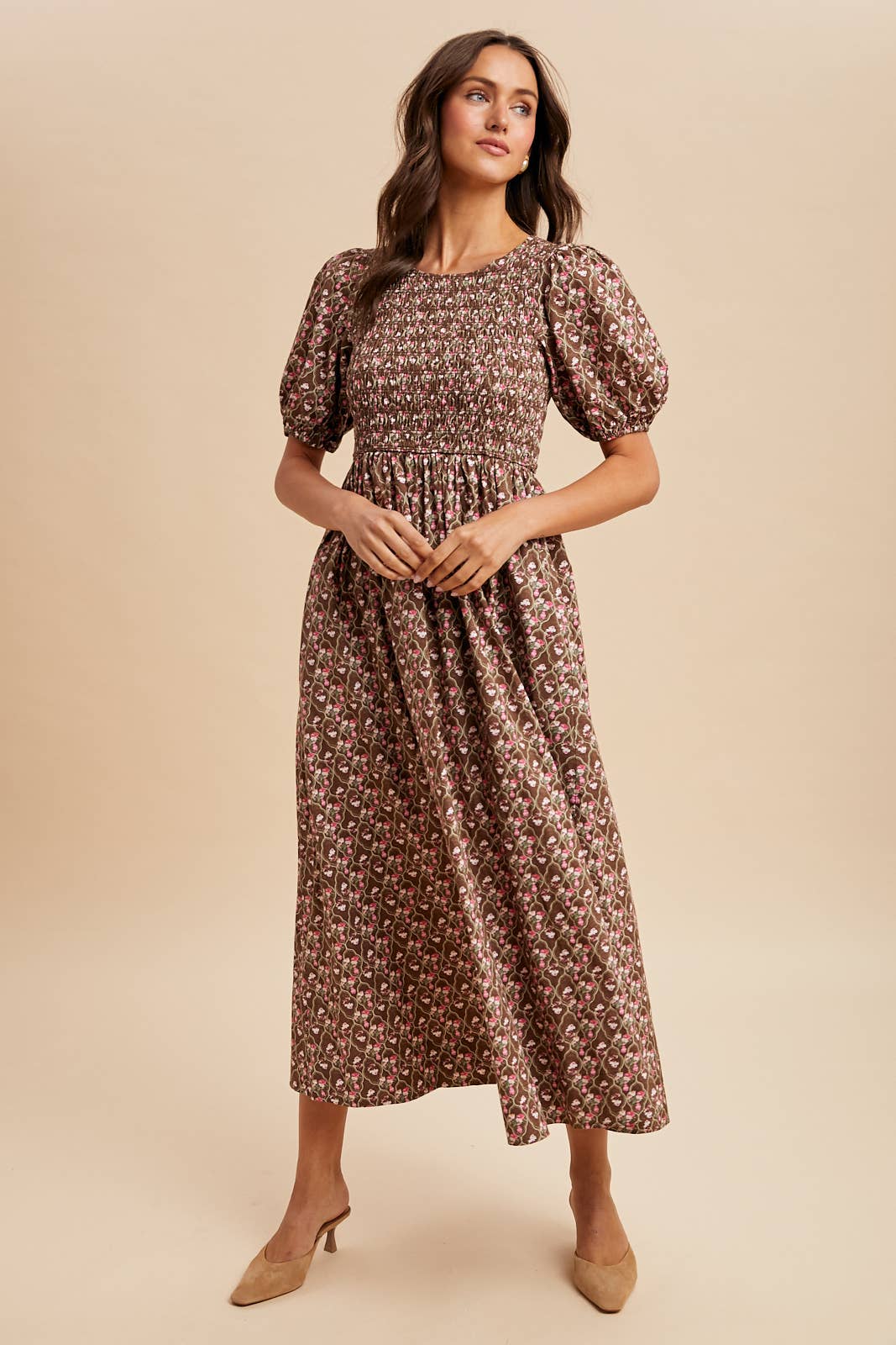 In Loom - Wholesale Dress - Women's - SMOCKED COTTON FLORAL MAXI DRESS0