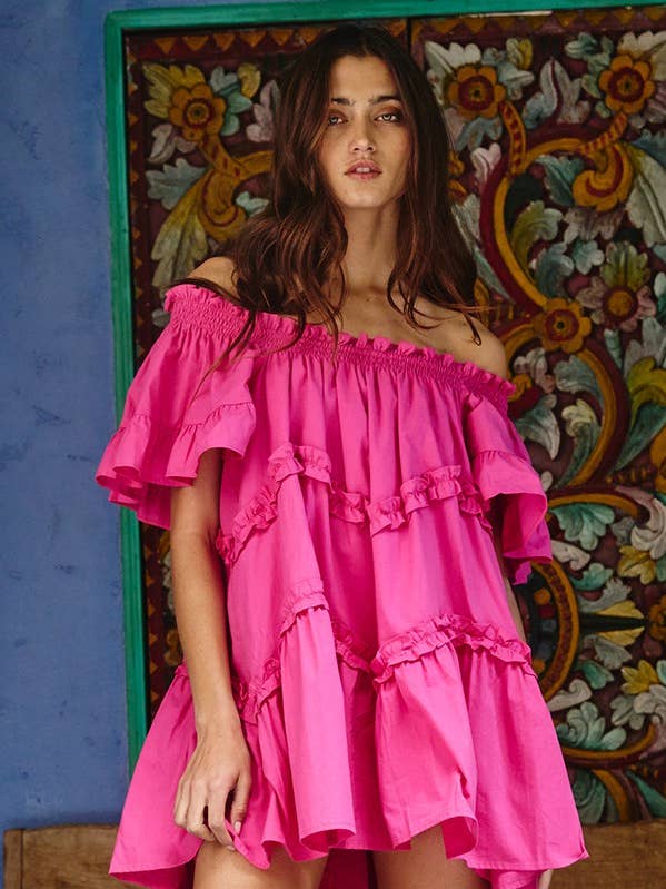 ID4089 Frill Trim Tiered Babydoll Swing Dress for wholesale by BUCKETLIST INC