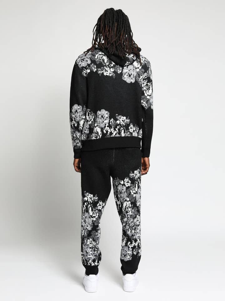 Svart Hängande blommig Distressed Hoodie tröja för wholesale på Faire