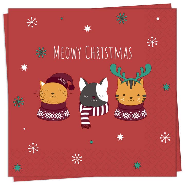 Meowy Xmas - Luncheon Napkin for wholesale by Twilight Collection