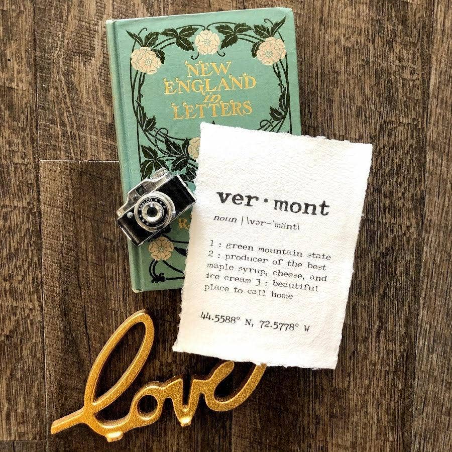 Alison Rose Vintage - Wholesale Art Print - vermont definition print on handmade paper1