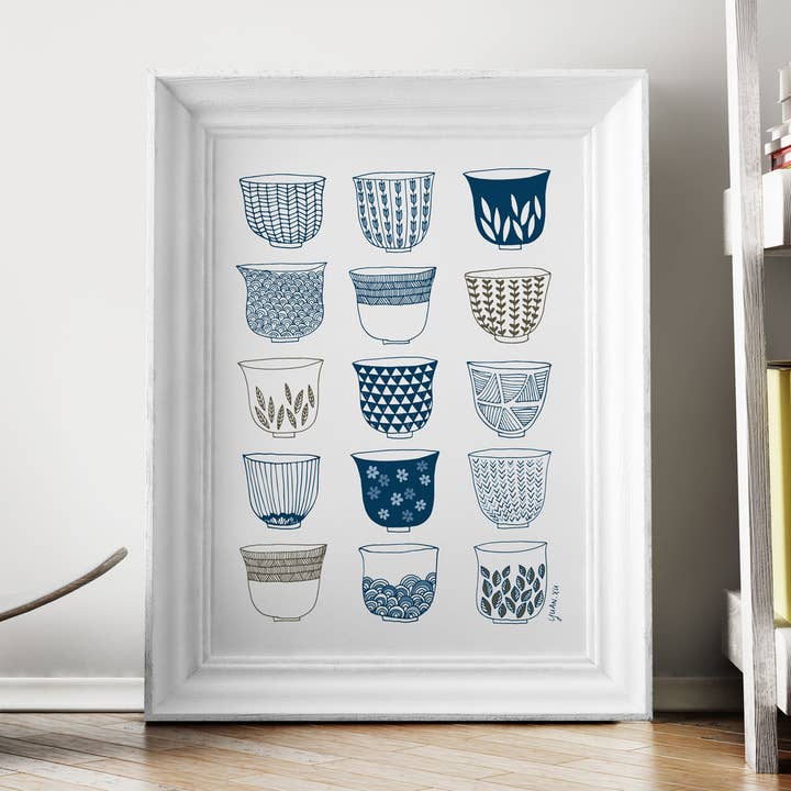 Impressão artística de xícaras de chá por atacado de Lemon Drop Papers, Inc.