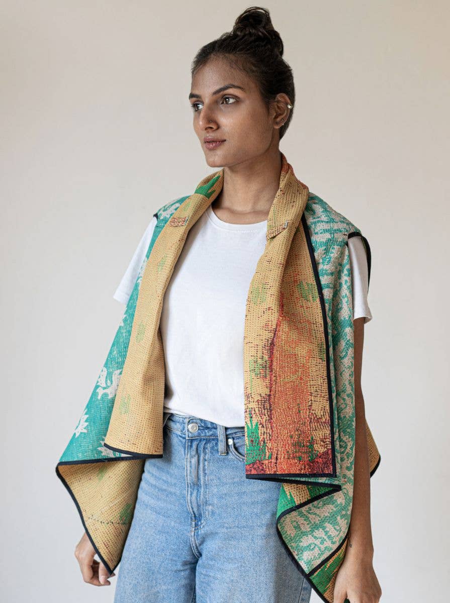 Fifth Origins – wholesale Cape - Dam – kantha vintage cape - morgon skönhet5