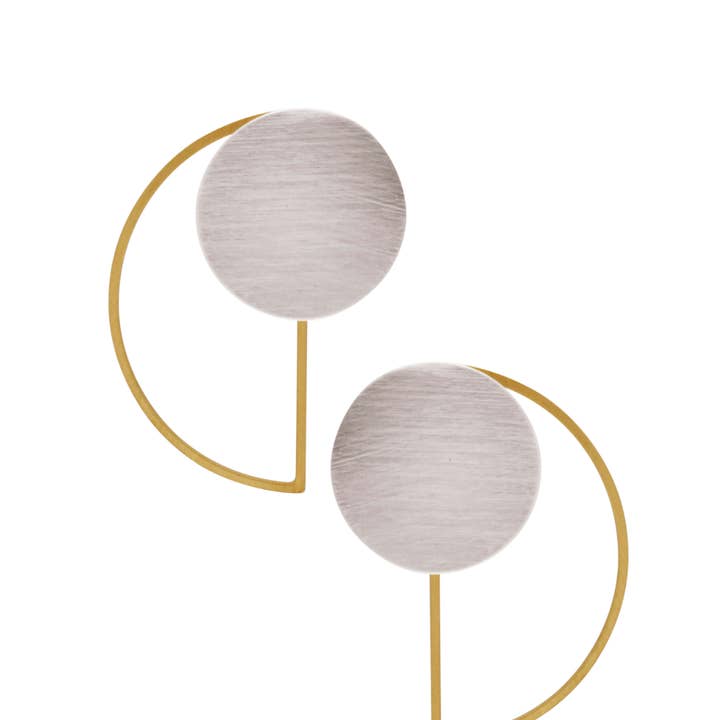 Theia IN:STORE 2em1 Brinco Meia Lua & Ponto 2 Tons Banhado a Prata por atacado de Dansk Copenhagen