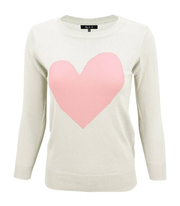 Lemon Tree - Wholesale Knit Sweater - Women's - Love Heart Crew neck Pullover Sweater12