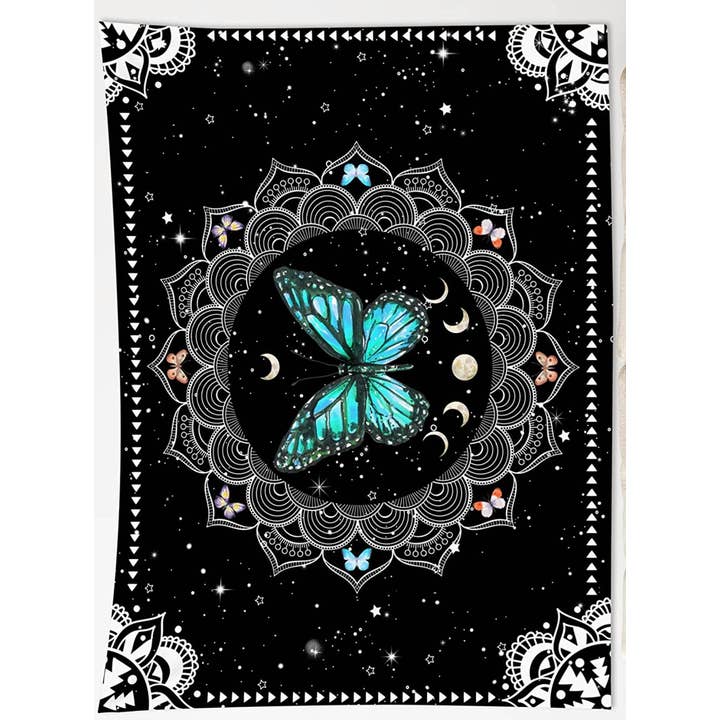 Rising International Inc – Engroshandel Gobelin/tekstil – Sol Måne Mandala Sommerfugl Vægophæng B2479