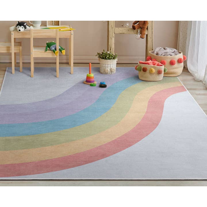 Rainbow Modern Multi Color Area Flat-Weave Rug for wholesale by Well Woven