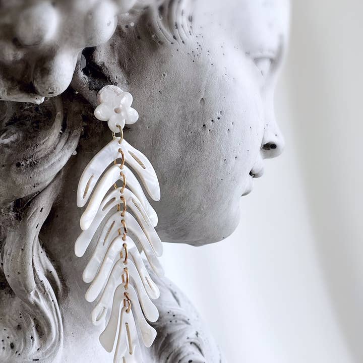 Pearl and Ivy Studio - Wholesale Dangle Earrings - Boho statement dangle earrings - feather frost1