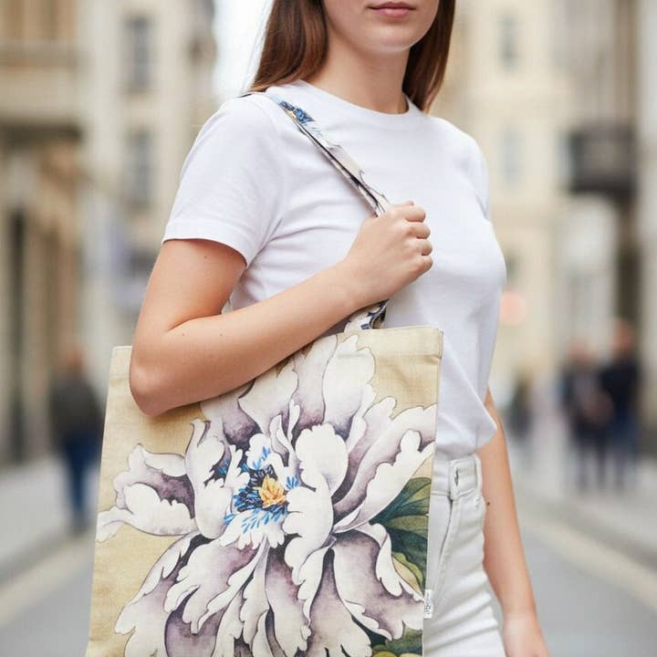 JC Sunny Fashion – Sacola - Mulher por atacado – JCFB0013 Mala de Ombro Premium Inspirada na Arte--Peónia Roxa Enpoeirada0