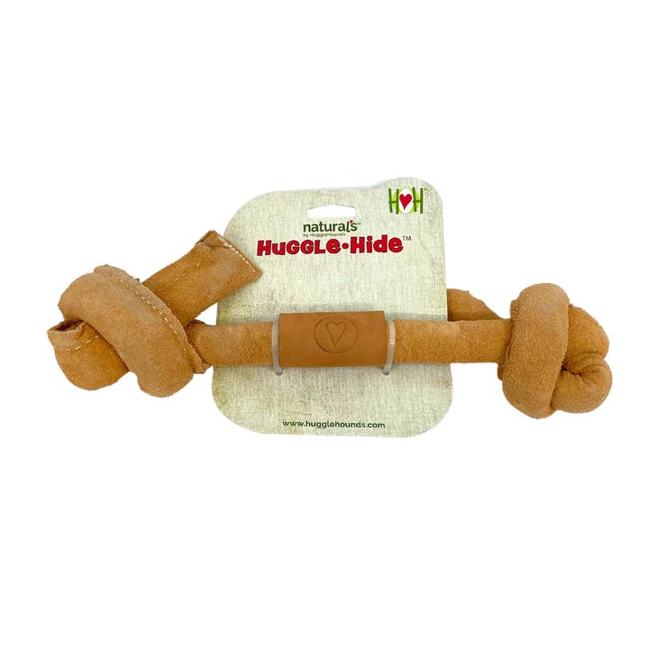 HuggleGroup – wholesale Pet rope toy – Dog – Huggle-Hide® Natural Leather Knotted Bone Dog Toy