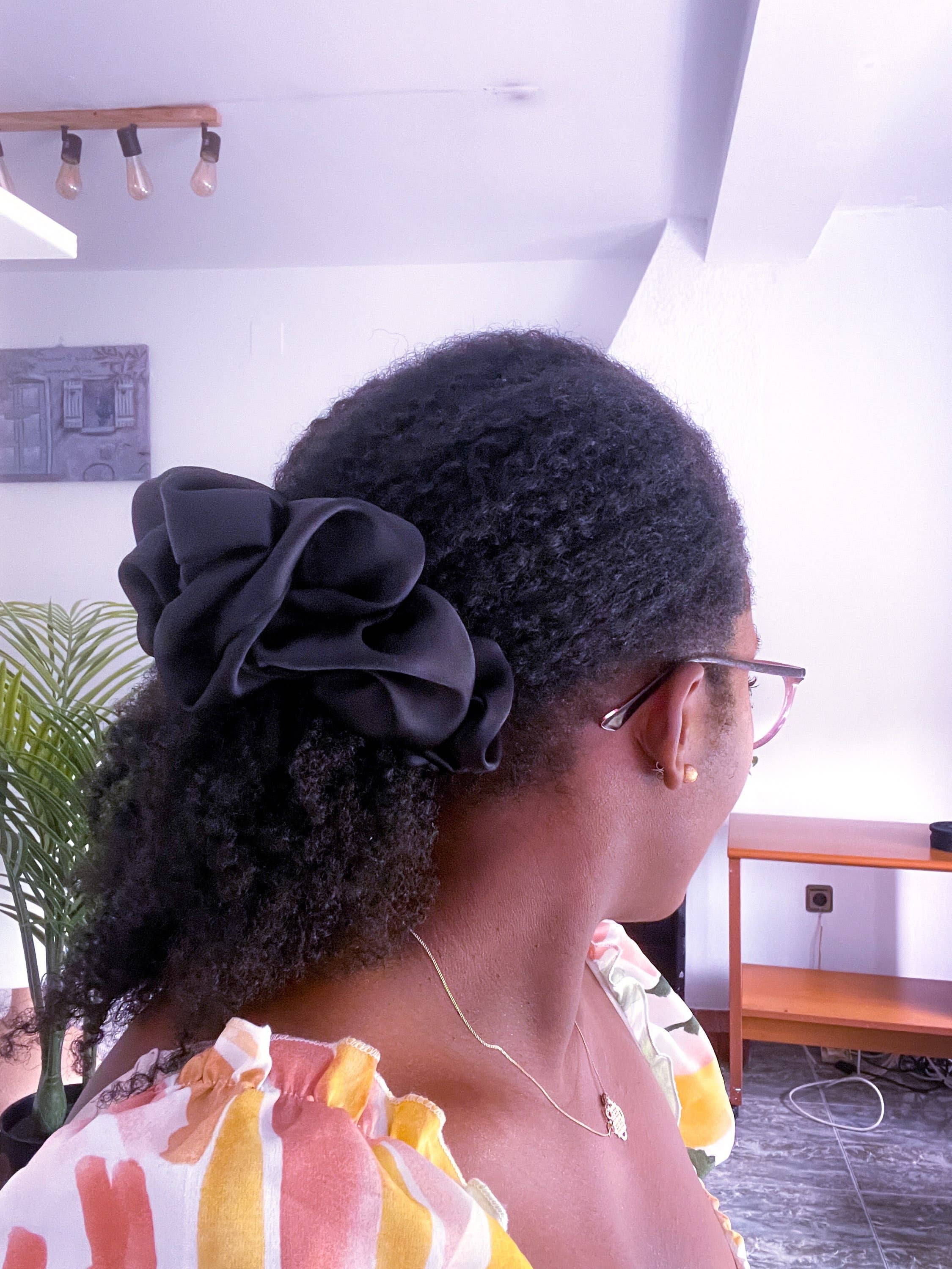Asantewaa - Wholesale Scrunchie - Women's - Ebony Large Satin Scruchie2