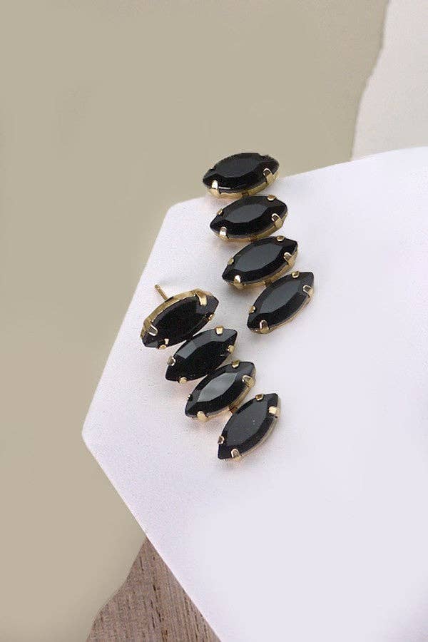 JOSSLYN by wall to wall - Wholesale Dangle Earrings - CRYSTAL GLASS BAGUETTE DROP EARRINGS | 40E2734