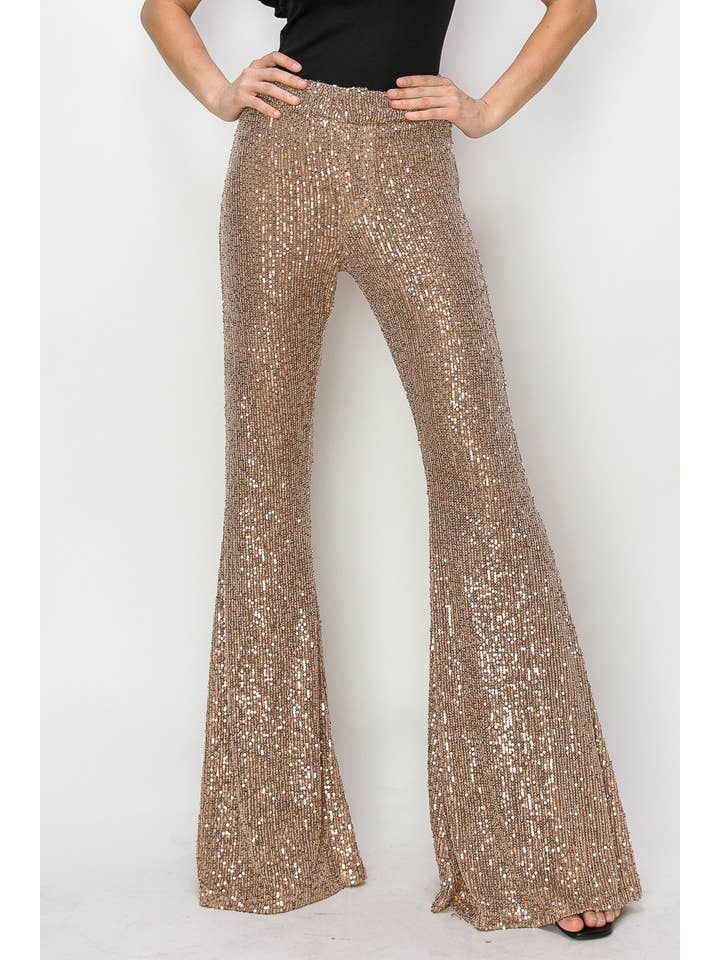 WISTERIA LANE - Wholesale Pants - Women's - JUNIOR FIT SEQUINS FLARED LEG PANTS 2405