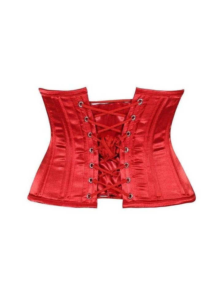 Daisy Corsets - Wholesale Corset - Women's - Lavish Red Satin Mini Cincher Underbust Corset Waist Cincher Busk Closure2
