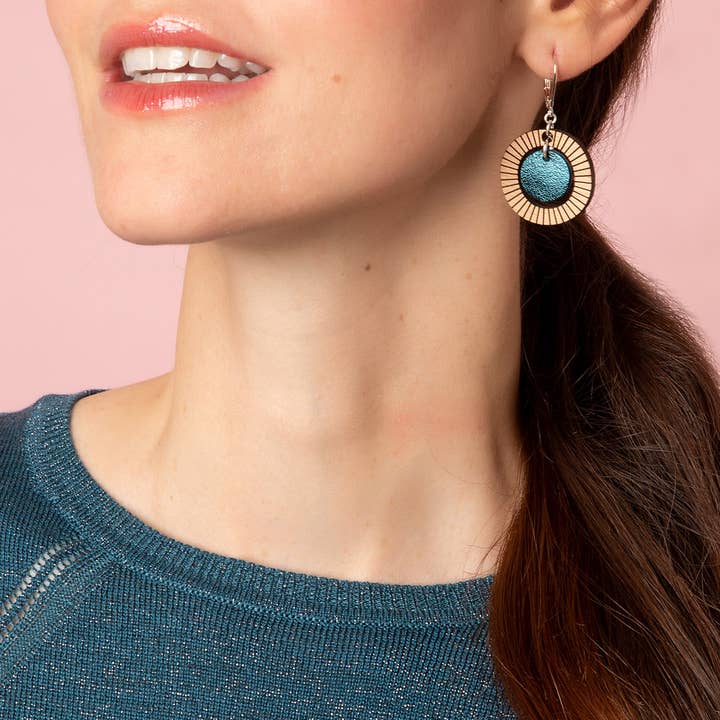 Boucles d'oreilles BULLE Peacock blue pour la vente par Ni une ni deux