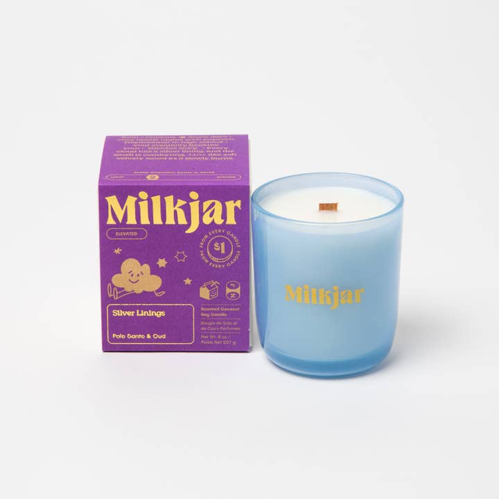 Silver Linings - Palo Santo & Oud Coconut Soy 8oz Candle for wholesale by Milk Jar Candle Co.