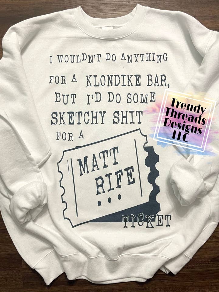Matt Rife Ticket-Sweatshirt für den Großhandel von Trendy Threads Designs LLC