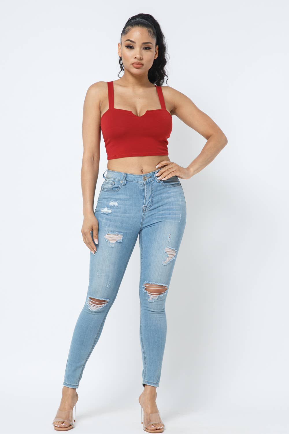 Julia by LoveJ - Wholesale Knit Top - Women's - V Cut Detail Sleeveless Crop Top9