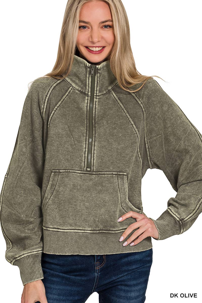 42POPS - Wholesale Sweatshirt - Women's - `.Half Zip Cropped Pullover24