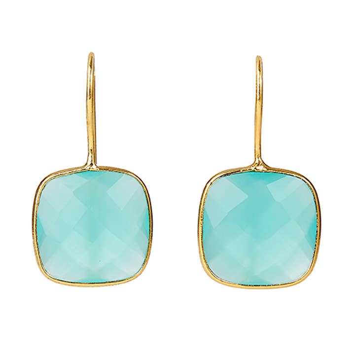 Boucles d'oreilles taille coussin en calcédoine pour la vente par Elyssa Bass Designs