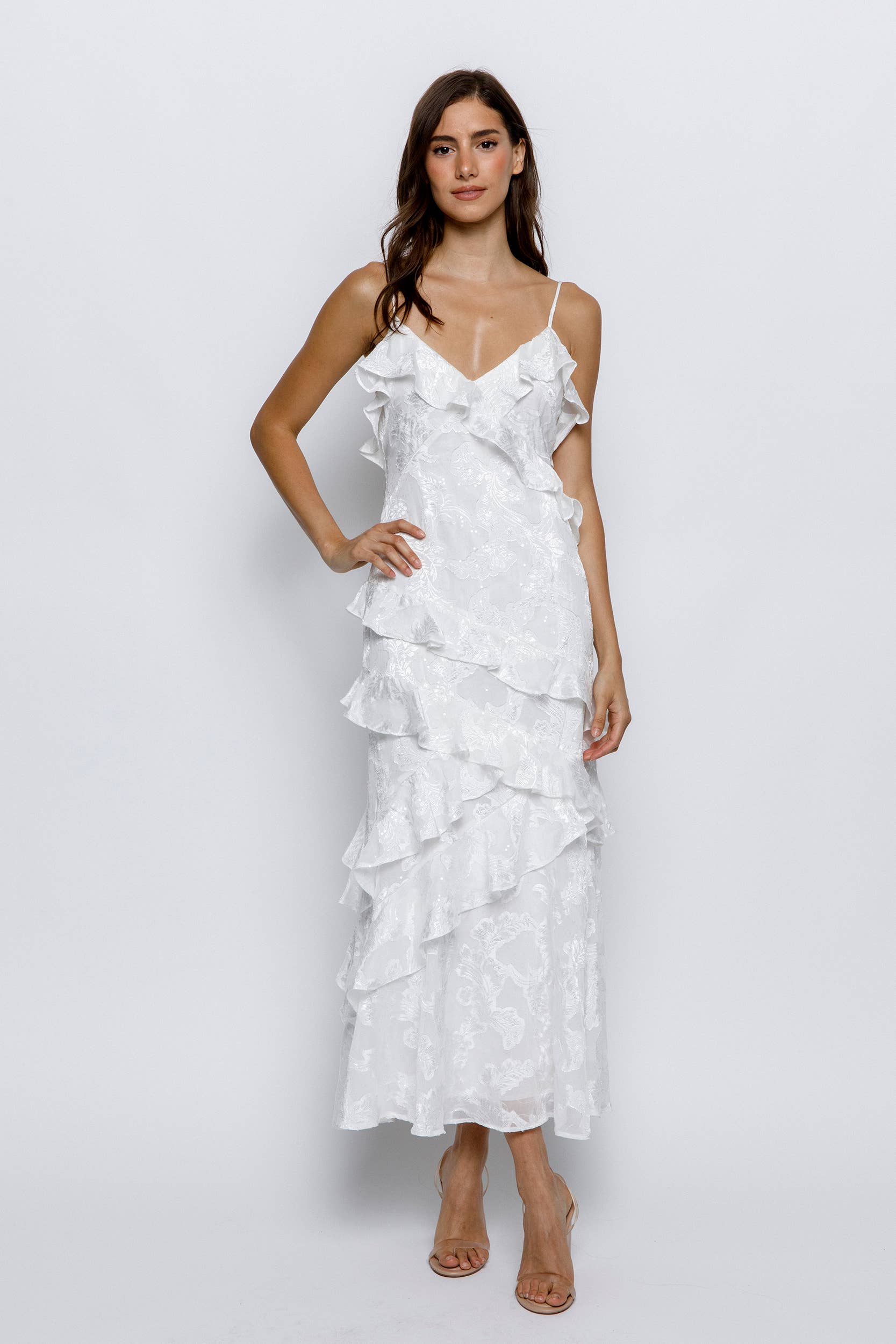 STORIA - Vente Robe – femme - JD5740-3- ROBE NUISETTE À VOLANTS À IMPRIMÉ GAUFRÉ18