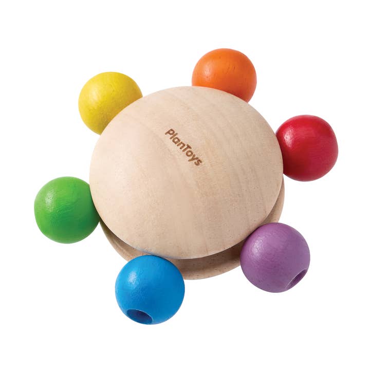 Hochet en bois 6 perles colorées à tirer + 9 mois pour la vente par Plantoys France