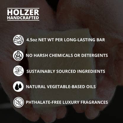 Holzer Handcrafted ® - Wholesale Bar Soap - Handmade Soap Bar | More Than Vanilla - Vanilla + Santal + Shea Butter Scented | Handcrafted Bar Soap | Natural Cold Process | Vegan | 4.5 oz3