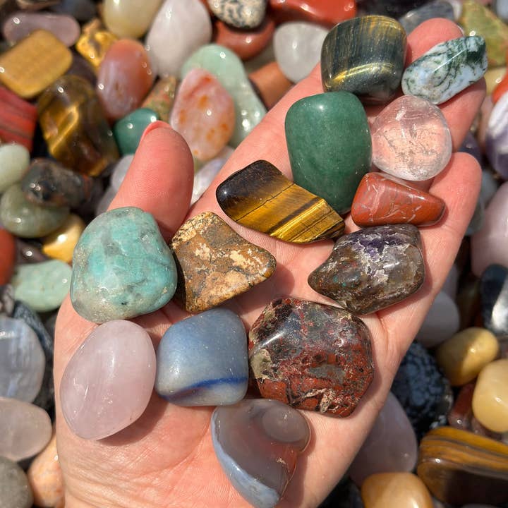 New Moon Beginnings - Wholesale Spiritual Stone/Crystal - Mixed Gemstone Tumbled Stones (Bulk 1lb) Polished Stone Mix