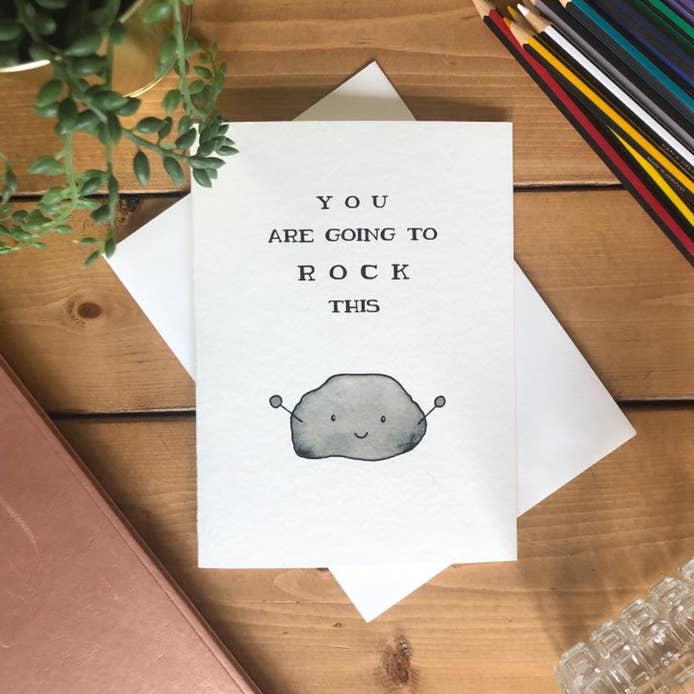 Rock Congratulations Card - Punny Watercolour Greeting for wholesale by kenziecards