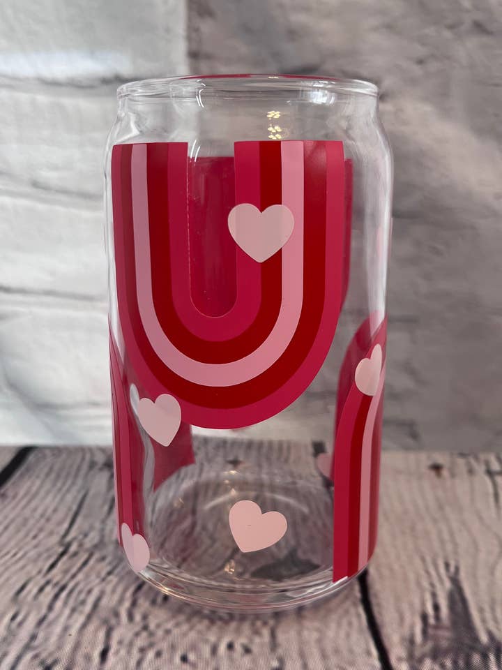 Valentine regnbåge öl kan glas för wholesale av Olivia Reagan Designs