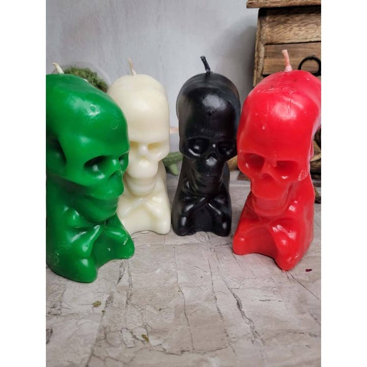 Ritual Skull / Skeleton Shaped Candle White, Red and Black for wholesale by My Magic Place Shop