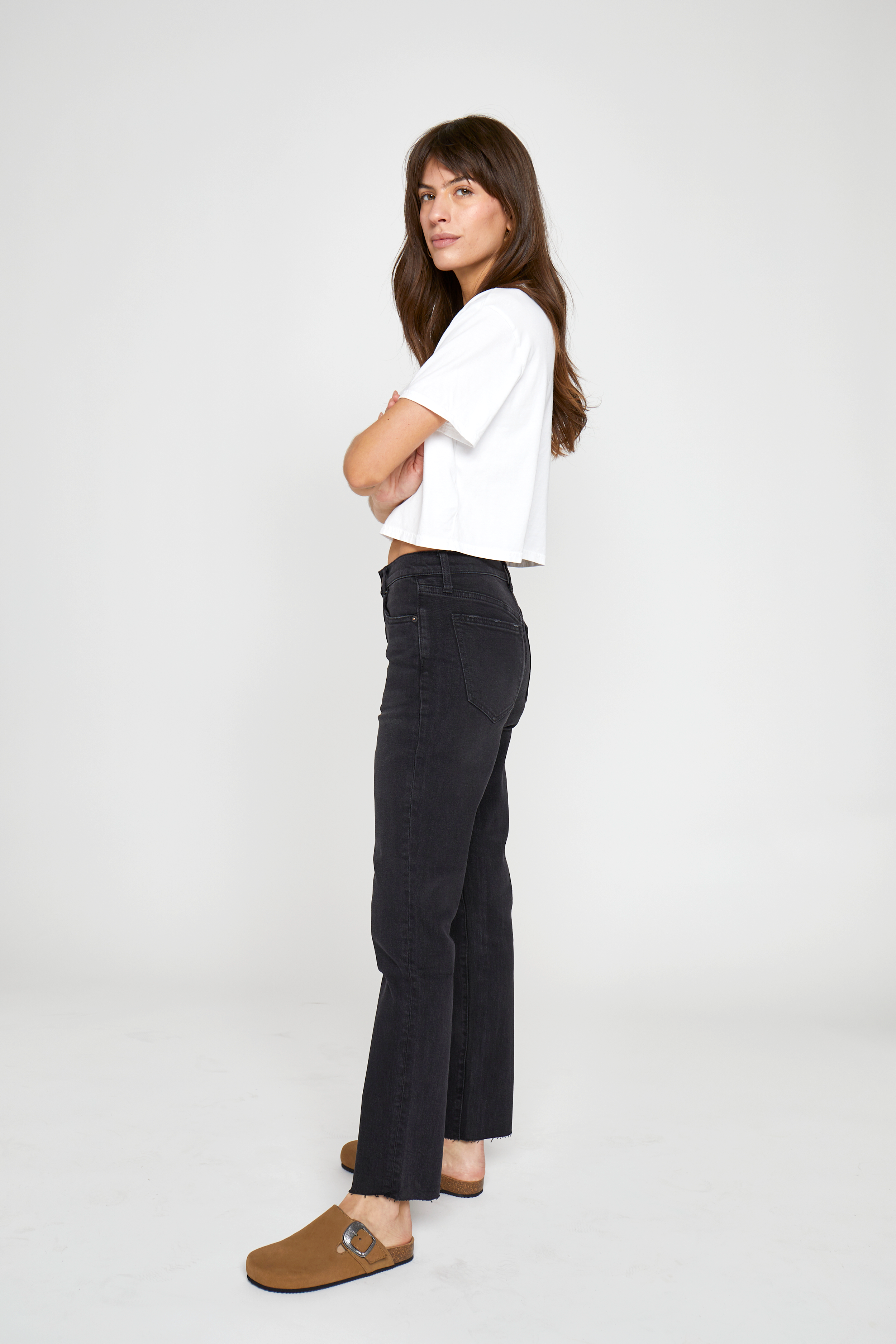 Crosby Mid Rise Relaxed Taper Jean, Washed Black  for wholesale on Faire3