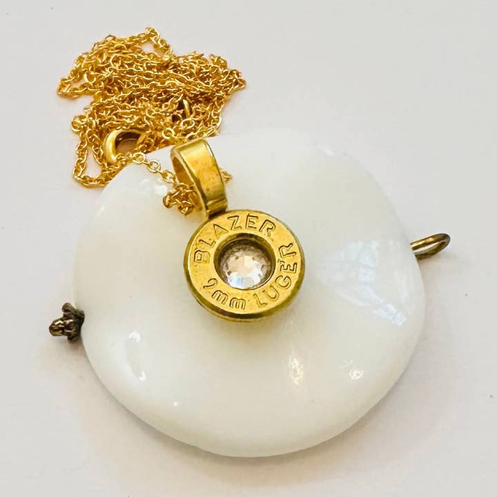 Single BulletSlice Crystal Center Necklace - Gold Filled Chain for wholesale by OneUniqueWay