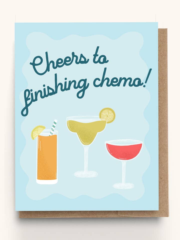 Cheers to Finishing Chemo Cocktail A2-Glückwunschkarte für den Großhandel von StephKay Designs