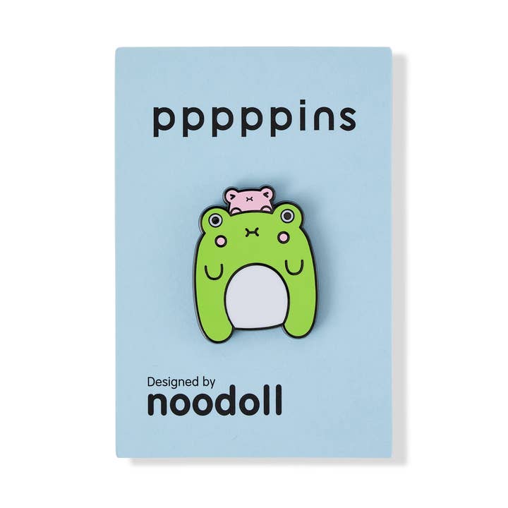 Enamel Pin - Riceribbit - Green and Pink Frog for wholesale by Noodoll