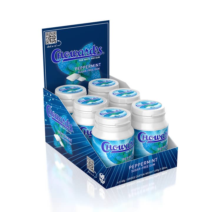 Choward's Sugar free Peppermint gum bottle for wholesale by C. Howard Company, Inc.