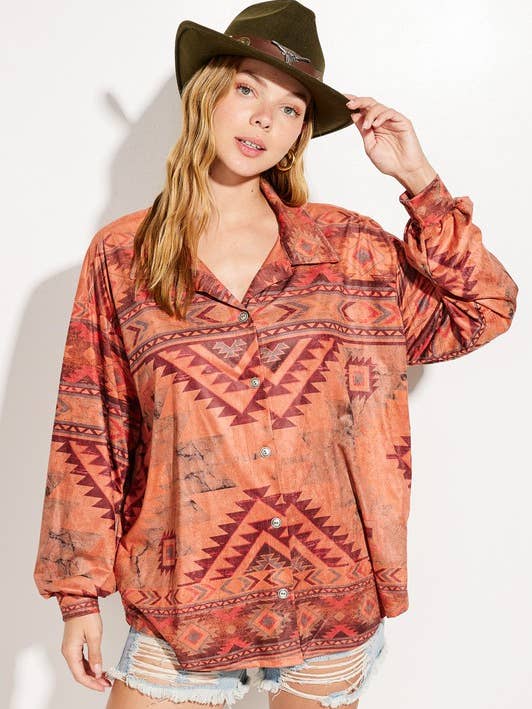 Cardigan con bottoni camicia Boho Aztec Cara per la vendita all'ingrosso da parte di MintChoco