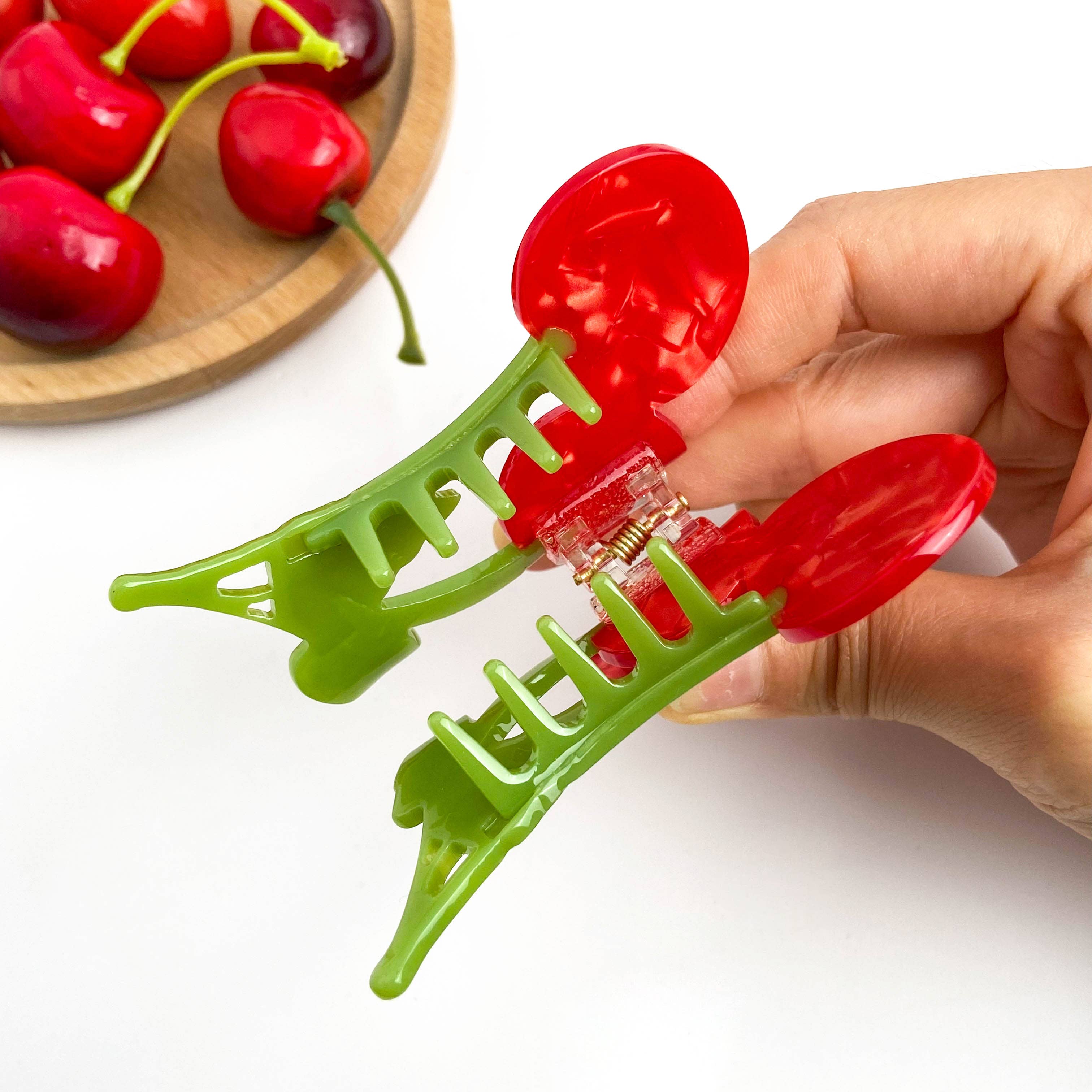 TheDivaSoap - Wholesale Hair Clip - Women's - Sweet Red Cherry Claw Clip, Twin Cherries Hair Clip4