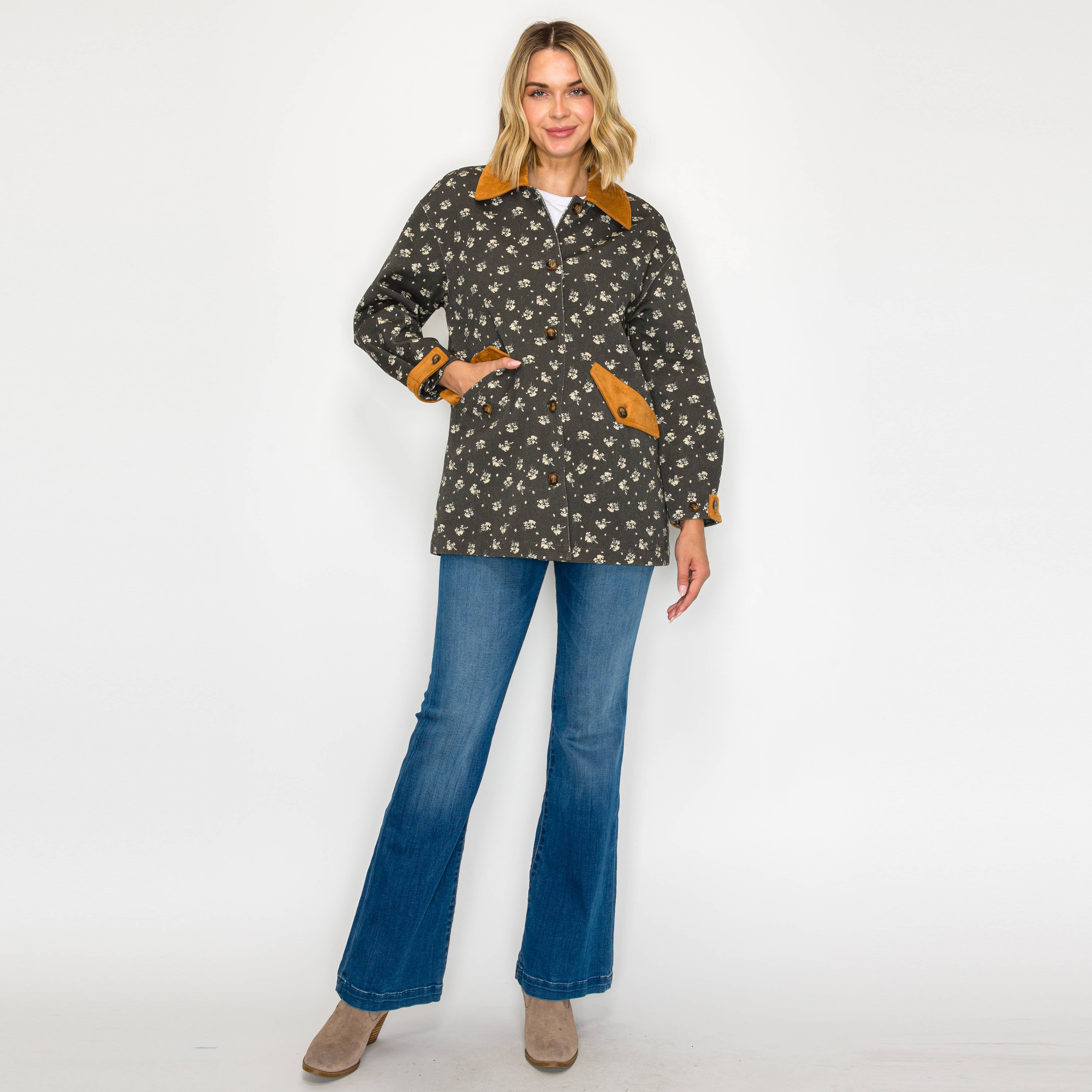 LoveWednesday – Blusão - Mulher por atacado – Casaco Acolchoado Floral Meadow Stroll - LWJ11595